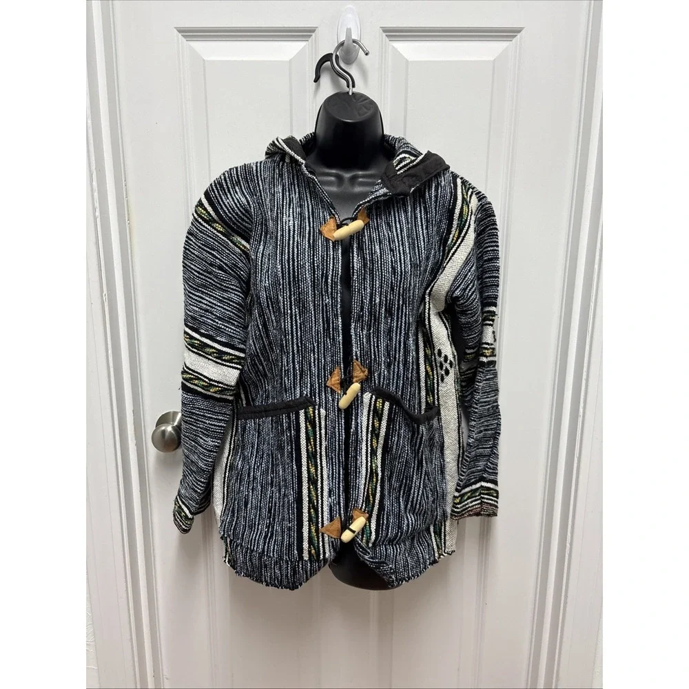 Djellaba Striped Pattern Cardigan with‎ Toggle Button Closure & Pockets